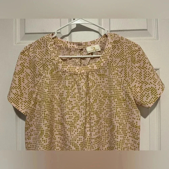 Collective Concepts Size Medium Polka Dot Pink/Gold Short Sleeve High Low - Picture 4 of 8